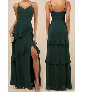Lulus Blessed with Beauty Green Ruffled Sleeveless Maxi Dress Size XS New NWT